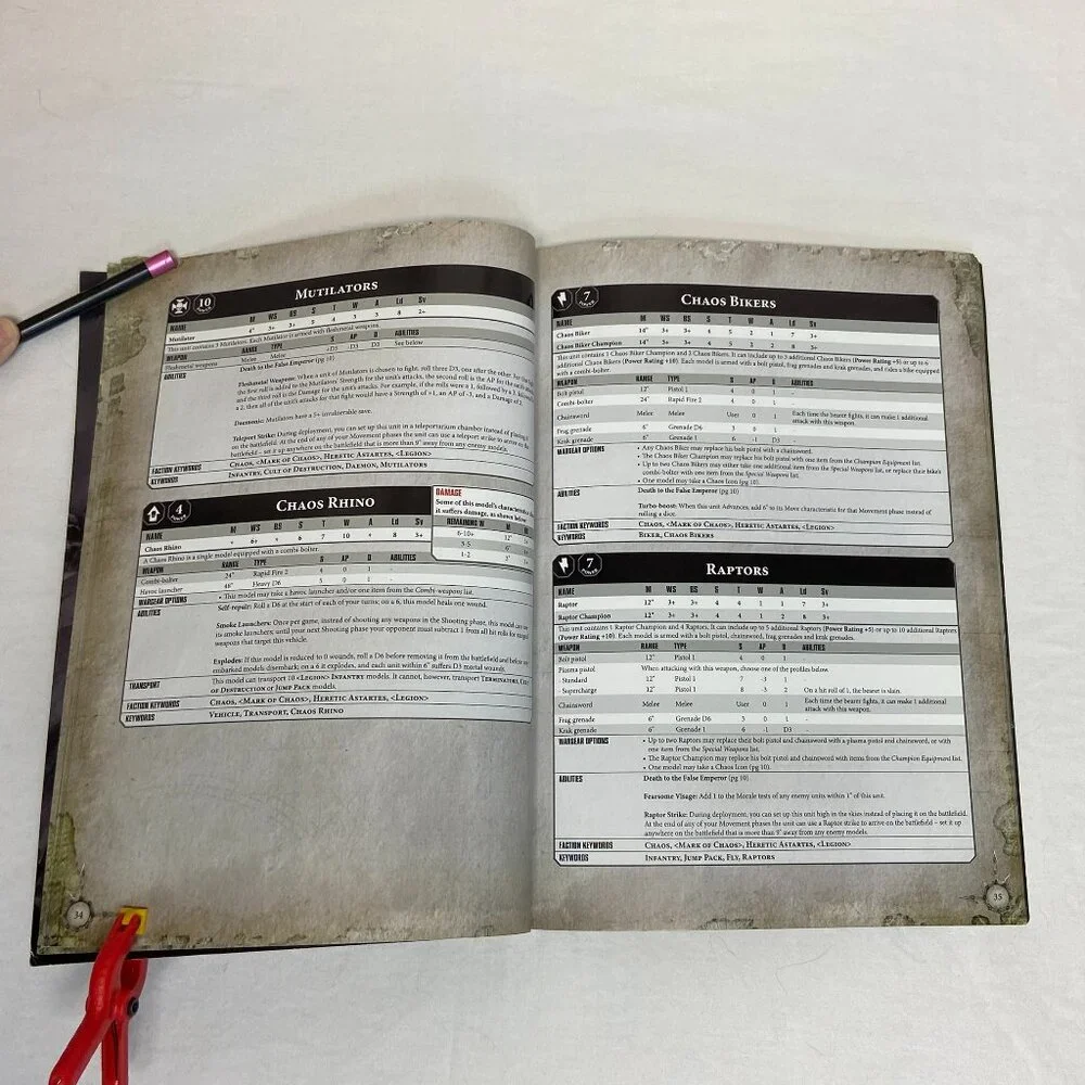 Warhammer 40K Index Chaos Heretic Astartes Daemons Book Rare Wargame Guide